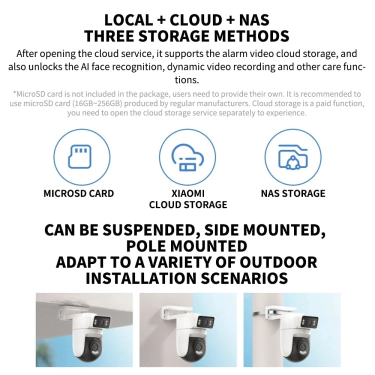 Xiaomi CW500 Dual Camera 8MP Outdoor IP66 Waterproof Support AI Detection Two-Way Voice WiFi Camera, US Plug(White)