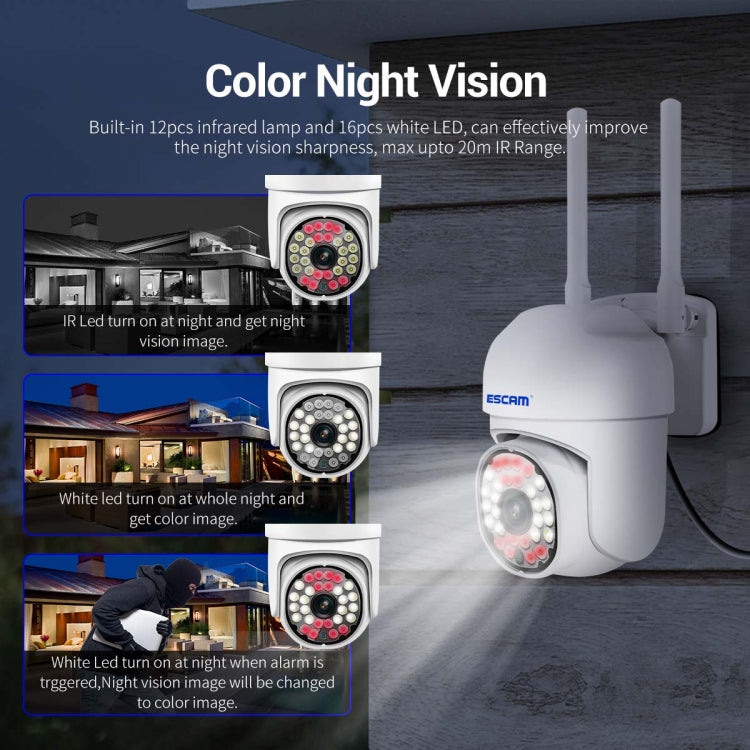 ESCAM PT305 2MP HD Motion Detection WiFi Intelligent Dual-light Source Camera(US Plug)