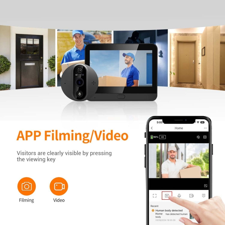 ESCAM C89 1080P 4.3 inch Smart Digital Door Viewer, Support Wide Angle PIR & Night Vision Photo(Dark Grey)