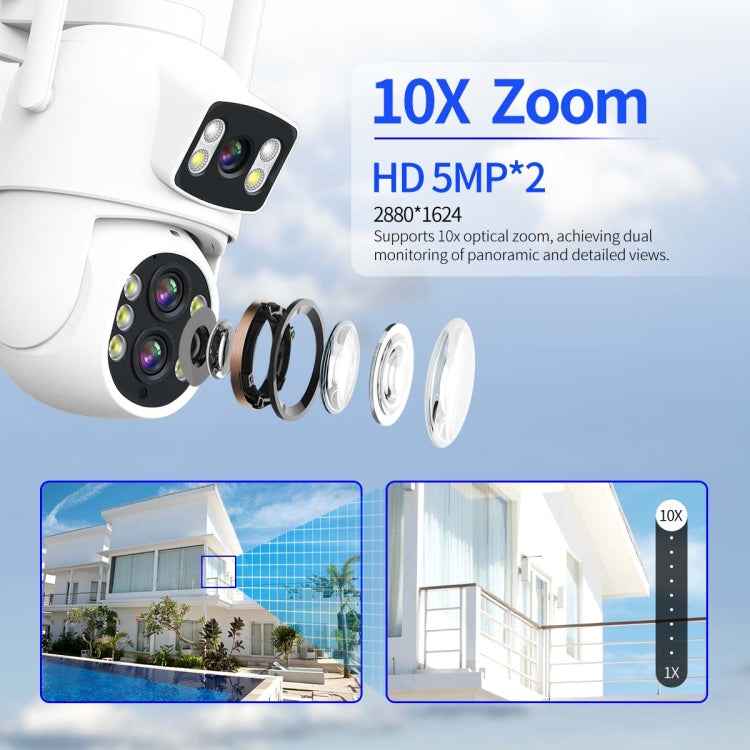 ESCAM QF500 5+5MP Motion Detection WiFi Intelligent 10X Optical Zoom Camera(EU Plug)