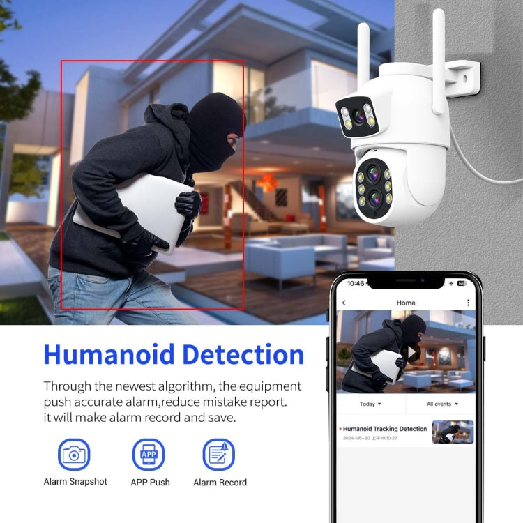 ESCAM QF500 5+5MP Motion Detection WiFi Intelligent 10X Optical Zoom Camera(US Plug)