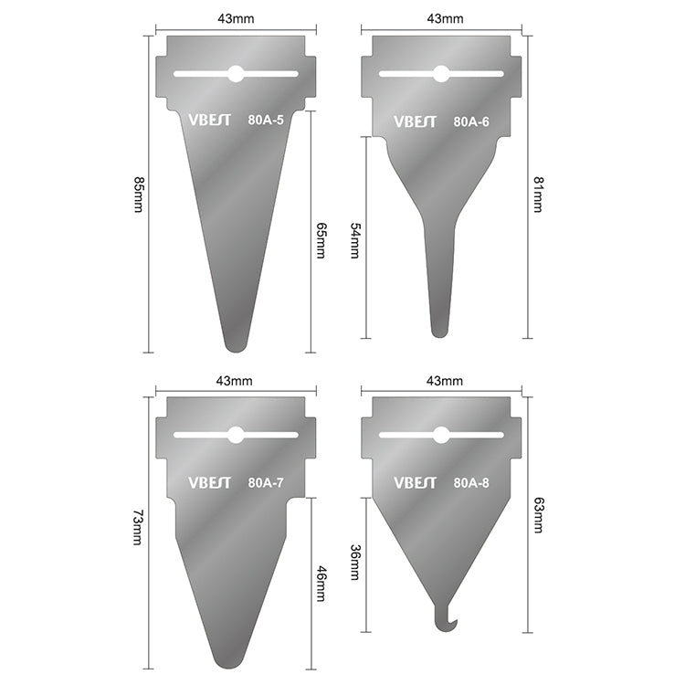 BEST VBST-80A 8 in 1 Stainless Steel Multipurpose Magnetic Double-sided Glue Removal Scraper Set