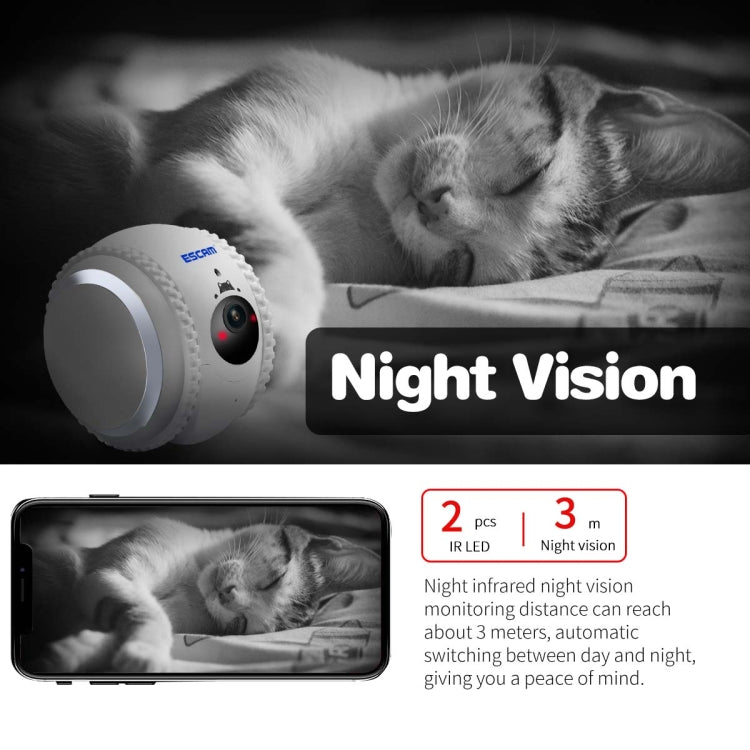 ESCAM QF011 2MP Smart Pet Robot Camera with Night Vision & APP Remote Control(EU Plug)
