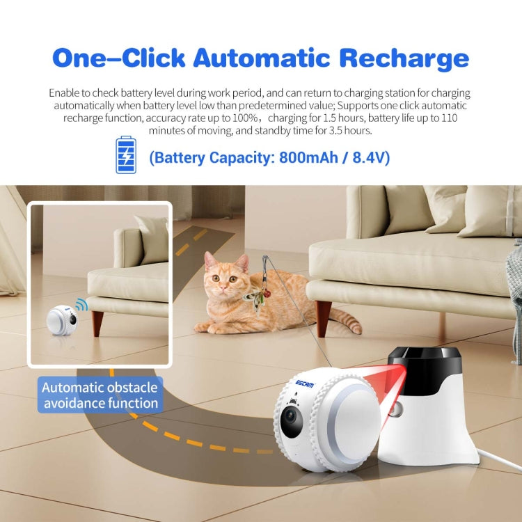 ESCAM QF011 2MP Smart Pet Robot Camera with Night Vision & APP Remote Control(EU Plug)