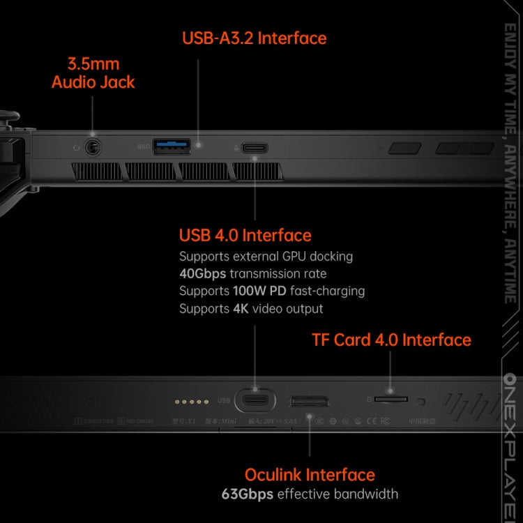 ONE-NETBOOK OneXPlayer X1 mini 8.8 inch Handheld Game Console, 32GB+2TB, Windows 11 AMD Ryzen 7 8840U(Black)