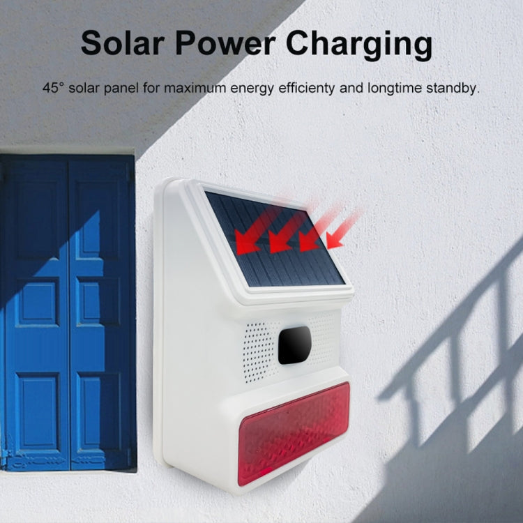 PE-523 Solar Powered Wireless Sound and Light Strobe Siren(White)