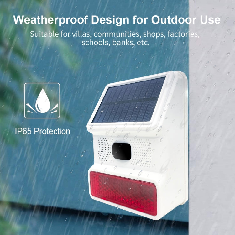 PE-523 Solar Powered Wireless Sound and Light Strobe Siren(White)