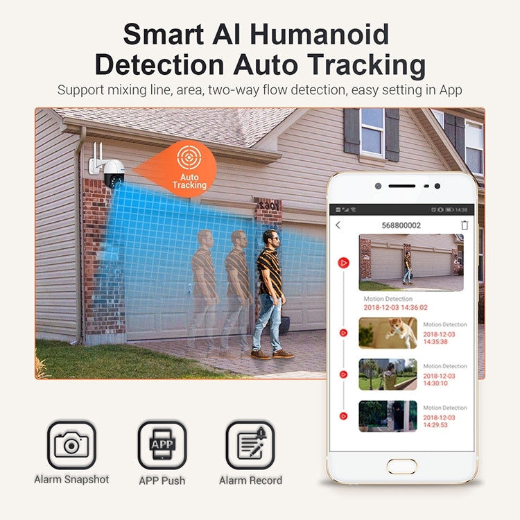 ESCAM QF518 5MP Smart WiFi IP Camera, Support AI Humanoid Detection / Auto Tracking / Dual Light Night Vision / Cloud Storage / Two Way Audio / TF Card, Plug:EU Plug(White)