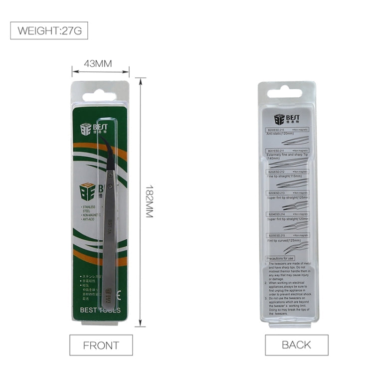 BEST BST-7A  Curved Head Tweezers for Mobile Phone / Computer Repair