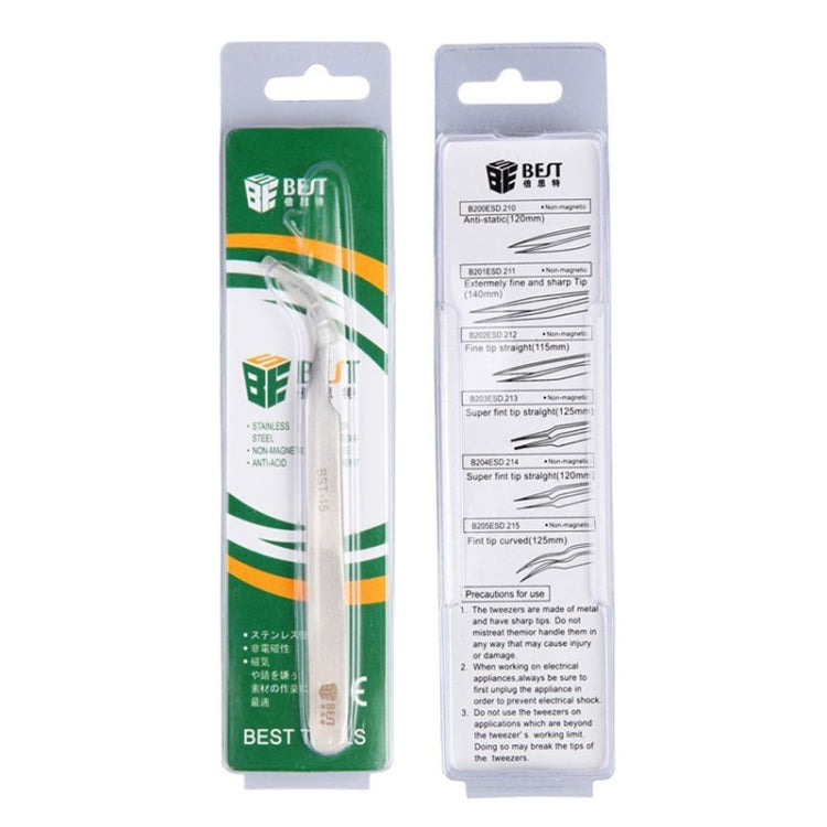 BEST BST-15L Brushed stainless steel tweezers