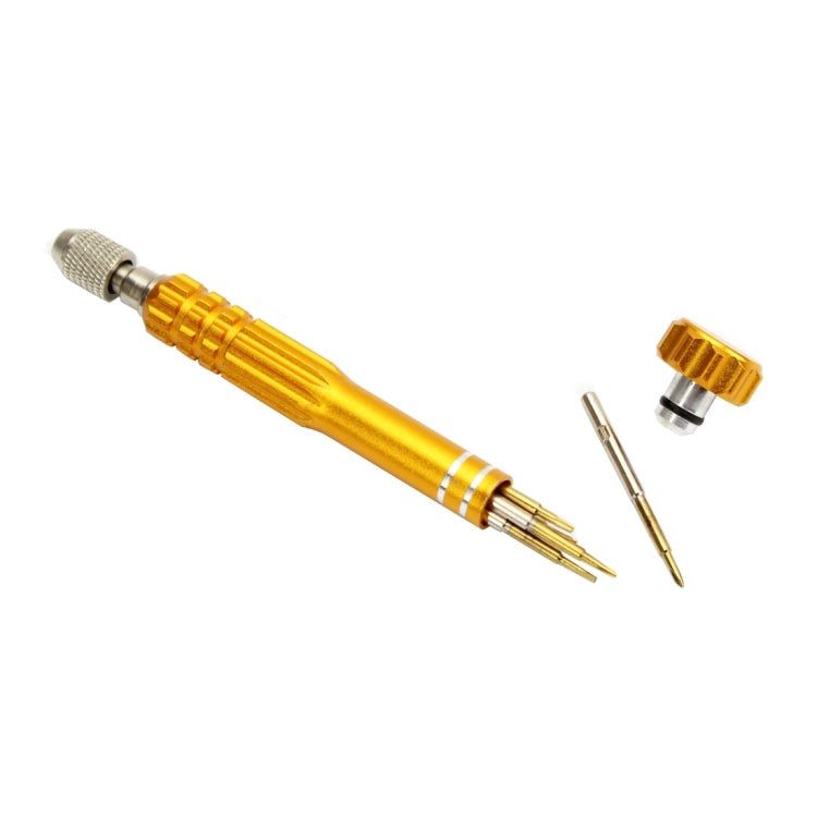 JF-6688 5 in 1 Metal Multi-purpose Pen Style Screwdriver Set for Phone Repair(Gold)