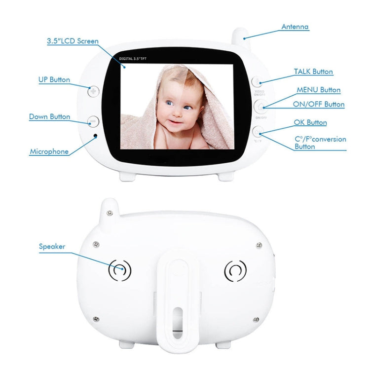 BM-850 3.5 inch LCD 2.4GHz Wireless Surveillance Camera Baby Monitor with 8-IR LED Night Vision, Two Way Voice Talk(White)