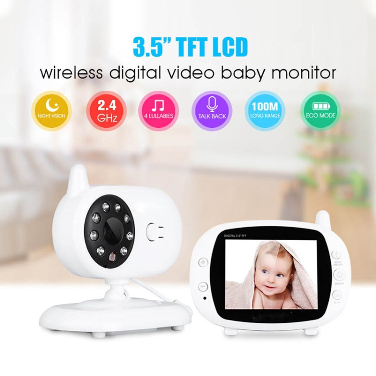 BM-850 3.5 inch LCD 2.4GHz Wireless Surveillance Camera Baby Monitor with 8-IR LED Night Vision, Two Way Voice Talk(White)