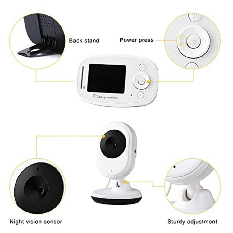 BM-SP820 2.4 inch LCD 2.4GHz Wireless Surveillance Camera Baby Monitor with 7-IR LED Night Vision, Two Way Voice Talk(White)