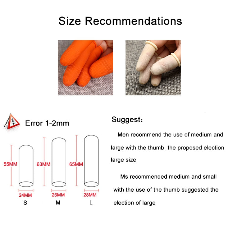 100pcs / Pack Antistatic Antislip Durable Fingertips Latex Protective Gloves, Size: L, 2.8*6.5cm(Orange)