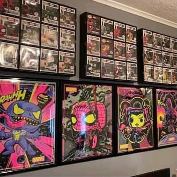 KUBBIE DLX BLACK (3x4) - In Box Display Case for Funko Pops, Wall Mountable & Stackable Pop Shelf (Cardboard)