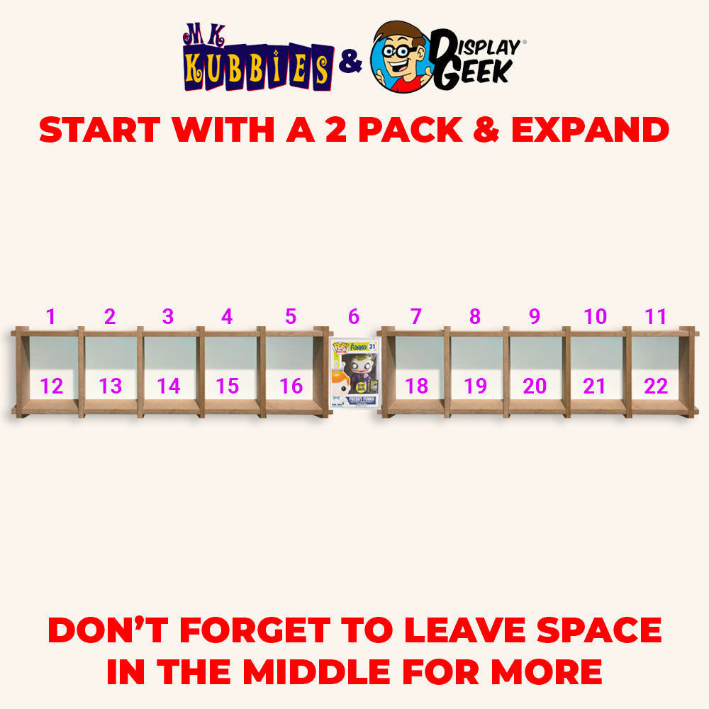 KUBBIE ULTRA SLIM (1x5) - In Box Display Case for Funko Pops, Wall Mountable & Stackable Pop Shelf (MDF Wood)