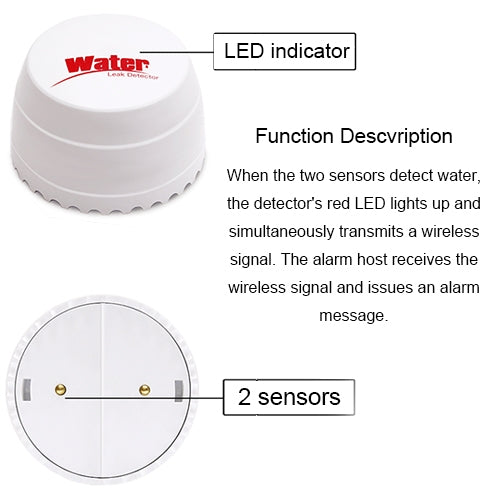 DY-SQ100B Water Leakage Detector with Two Sensors(White)