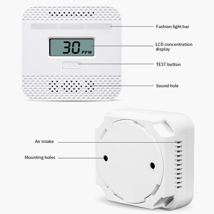 XY-C610 Car Mini Digital Display Carbon Monoxide Smoke Detector Alarm without Battery