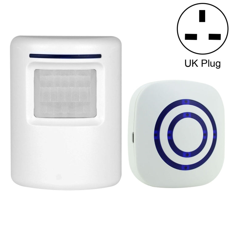 FY-0256 2 in 1 PIR Infrared Sensors (Transmitter + Receiver) Wireless Doorbell Alarm Detector for Home / Office / Shop / Factory, UK Plug