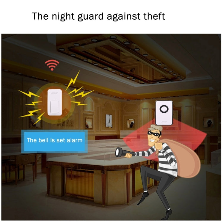 AITENG V018G Life Waterproof Battery-Free Wireless Doorbell, 1 Receiver + 1 x Transmitter, Receiver Distance: 130m, US Plug