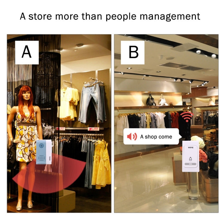 VOYE V004B2 Wireless Smart Music Home Doorbell with Dual Receiver, Remote Control Distance: 120m (Open Air)