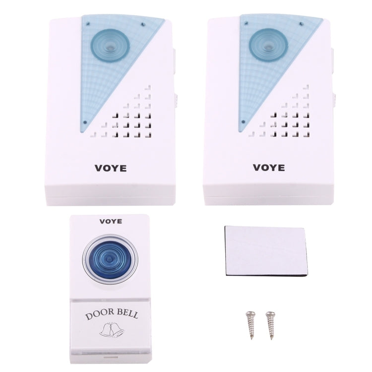 VOYE V001A2 Wireless Smart Music LED Home Doorbell with Dual Receiver, Remote Control Distance: 120m (Open Air)