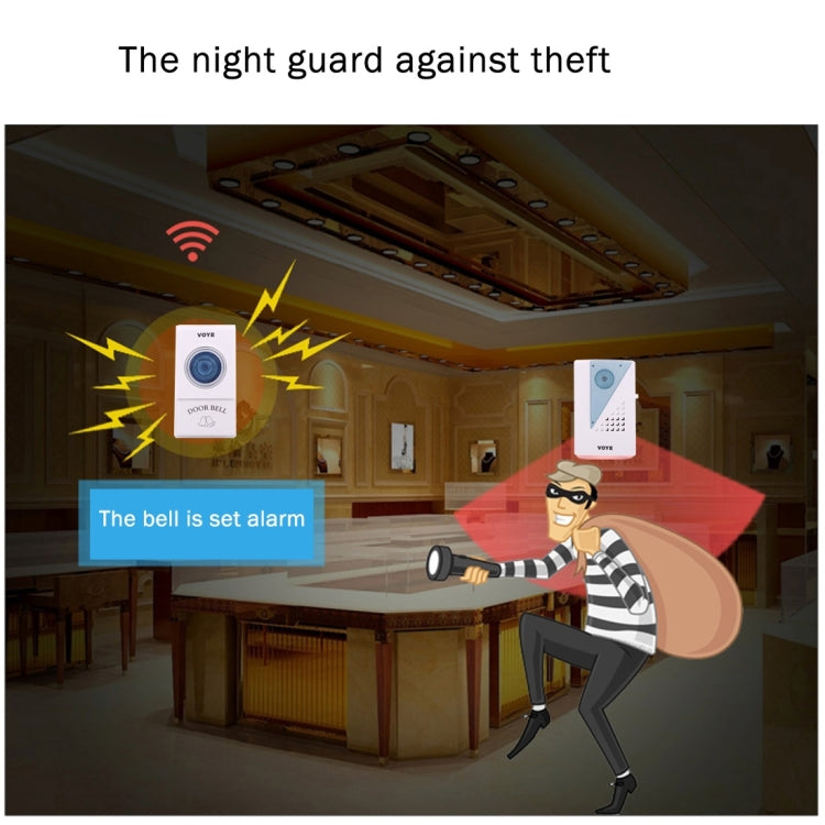 VOYE V001A2 Wireless Smart Music LED Home Doorbell with Dual Receiver, Remote Control Distance: 120m (Open Air)