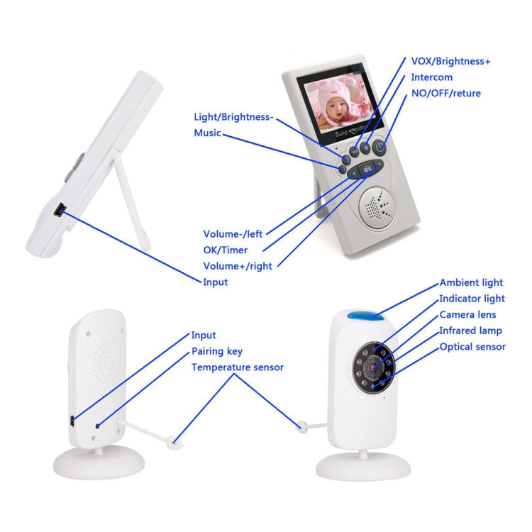 WLSES GB101 2.4 inch Wireless Surveillance Camera Baby Monitor, UK Plug
