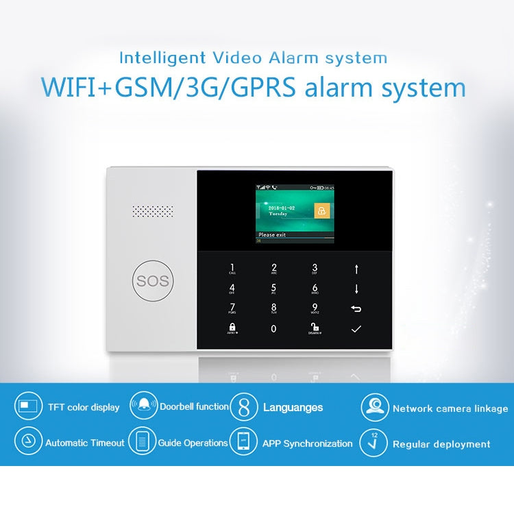 PG-105-GSM GSM/GPRS + WiFi Intelligent Alarm System with Touch Keypad & LCD Screen & RFID function