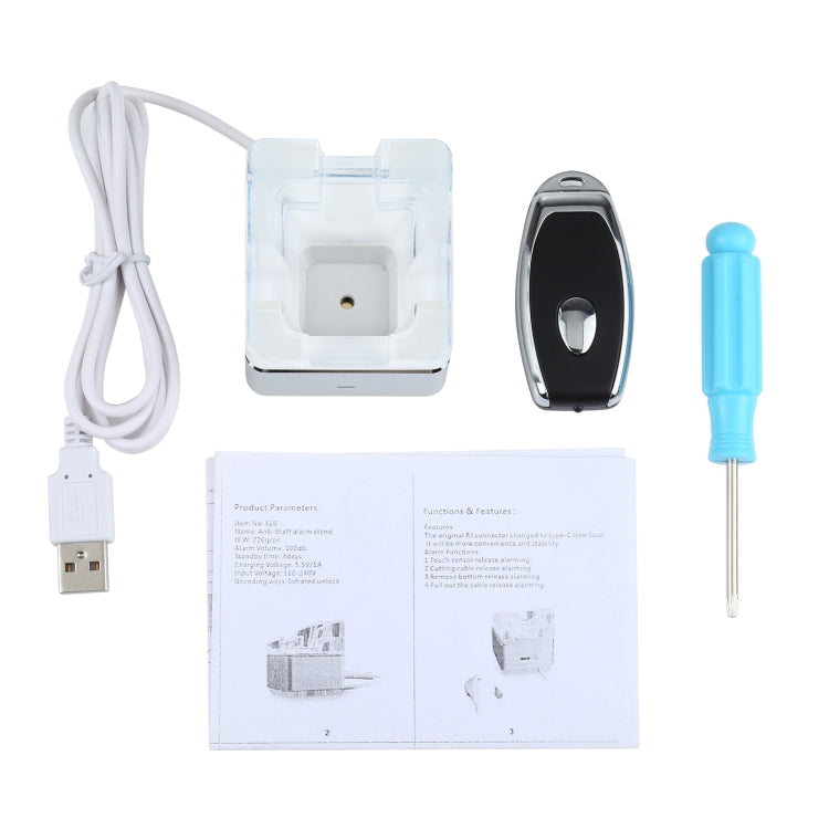 Anti-theft Alarm Stand Security System Burglar Alarm / Anti-theft Alarm Display Holder for Mobile Phones with Micro-USB Port(White)