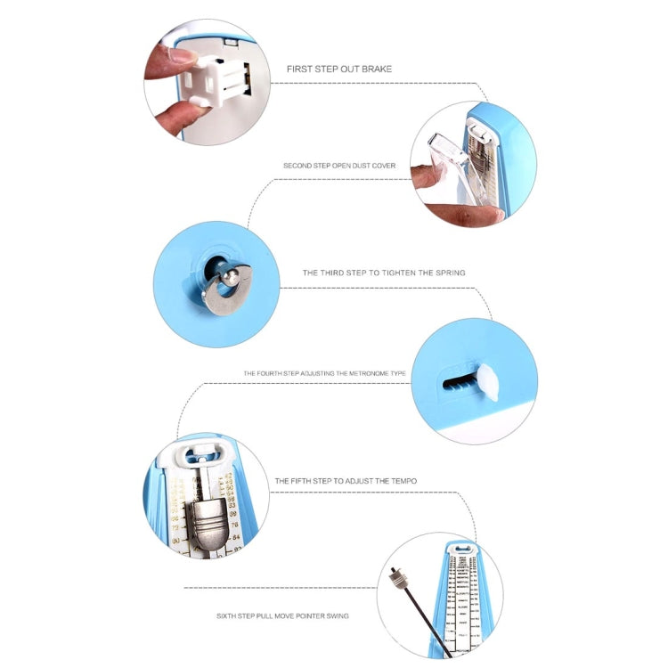 Piano Guitar Drum Violin Zither Universal Mechanical Metronome, Classic Version(Black)