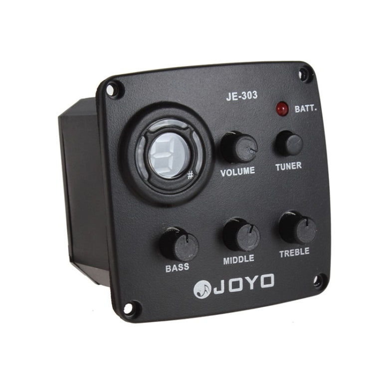 JOYO JE-303 Guitar Pickup 3-Band EQ Preamp Tuner Pickup Equalizer with Tuning Function(Black)