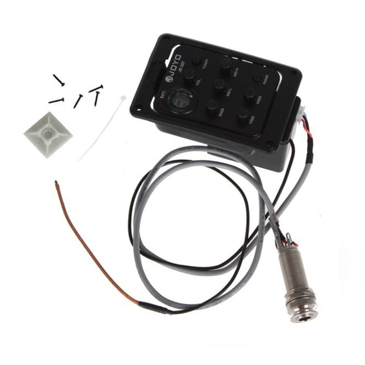 JOYO JE-307 Guitar Pickup 5-Band Equalizer Folk Guitar EQ Acoustic guitarra Pickup Preamp Electric Digital Tuner (Black)