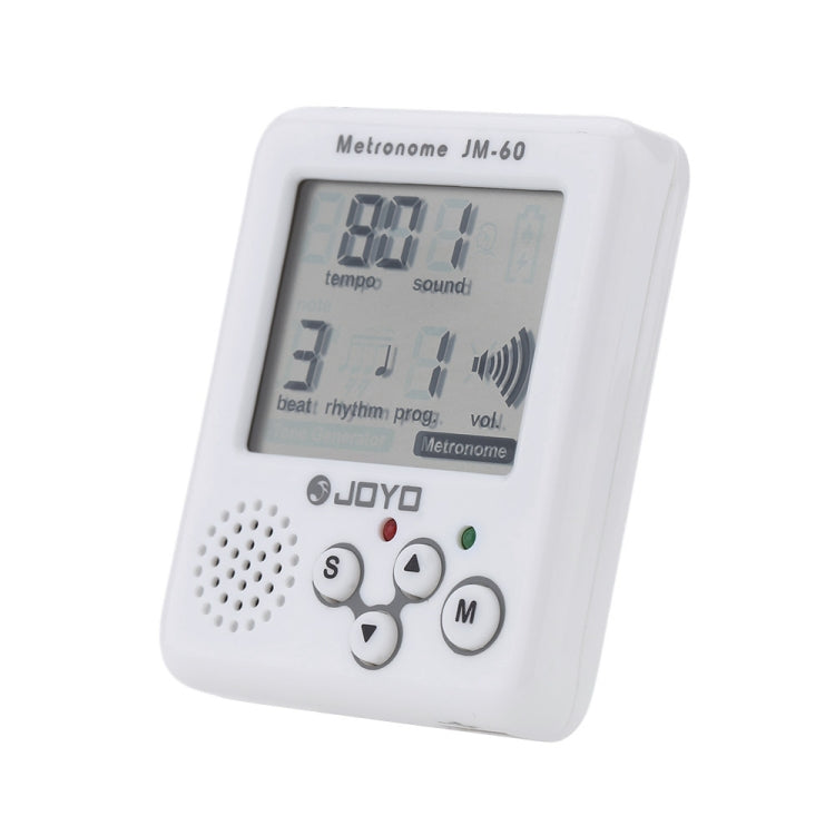 JOYO JM-60 Mini Portable Rechargeable Clip-on Electronic Digital Metronome Tone Generator Tuner for Guitar Violin Ukulele (White)