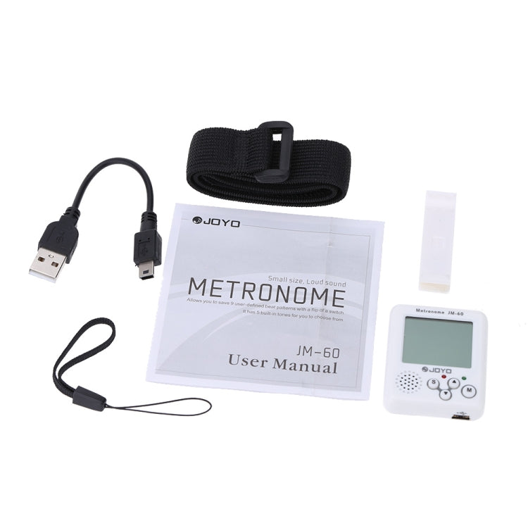 JOYO JM-60 Mini Portable Rechargeable Clip-on Electronic Digital Metronome Tone Generator Tuner for Guitar Violin Ukulele (White)