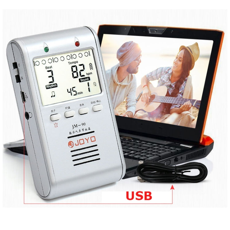 JOYO JM-90 Mini Portable Rechargeable Clip-on LED Indicator Electronic Digital Metronome Tone Generator Tuner for Guitar Violin Ukulele(White)
