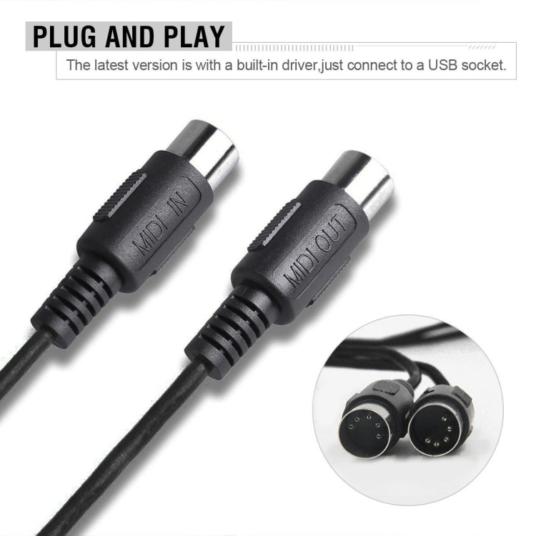 WERSI UM-18 USB MIDI Cable MidiPort Midi Cable Electric Piano Electronic Drum Music Editing Line, Length: 2m(Black)