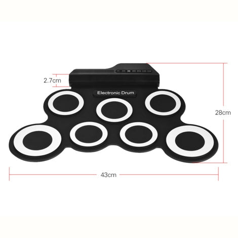 Portable Silicone Hand Roll USB Electronic Drum(Black)