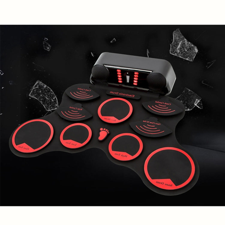 Portable Adult Beginner Children Hand Roll Electronic Drum(Black)