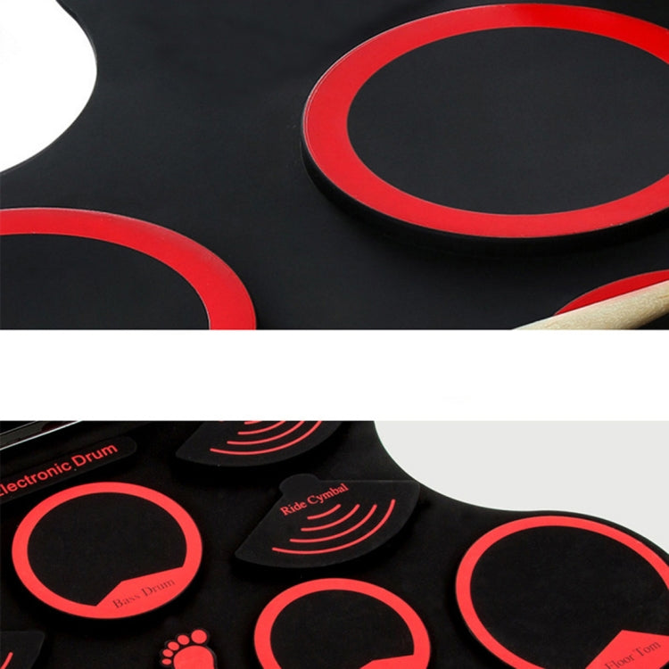 Portable Adult Beginner Children Hand Roll Electronic Drum(Black)