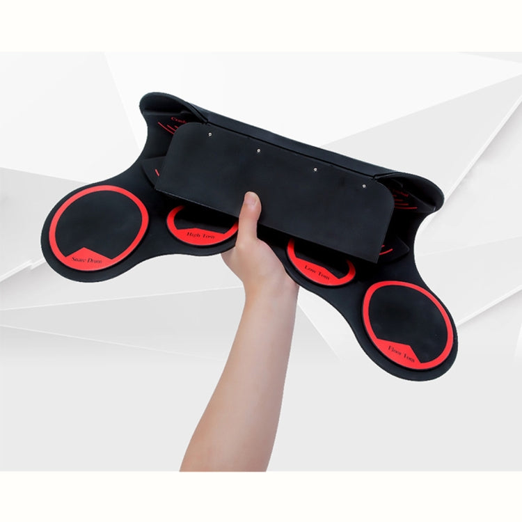 Portable Adult Beginner Children Hand Roll Electronic Drum(Black)