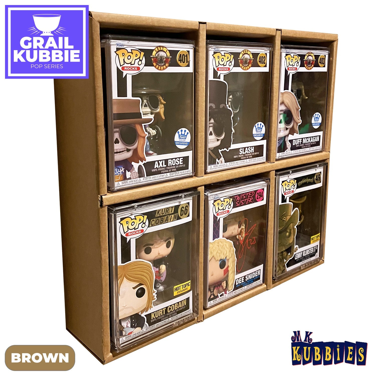 ** PRE-ORDER ETA LATE AUGUST** GRAIL KUBBIE BROWN (3x2) - In Box Display Case for Funko Pops in Acrylic Hard Stack Armor (Cardboard)