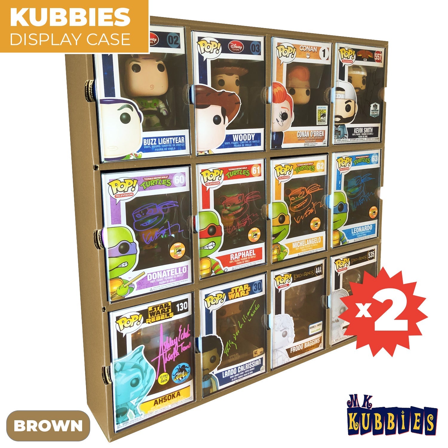 KUBBIE ECO BROWN (3x4) - In Box Display Case for Funko Pops, Wall Mountable & Stackable Pop Shelf (Cardboard)