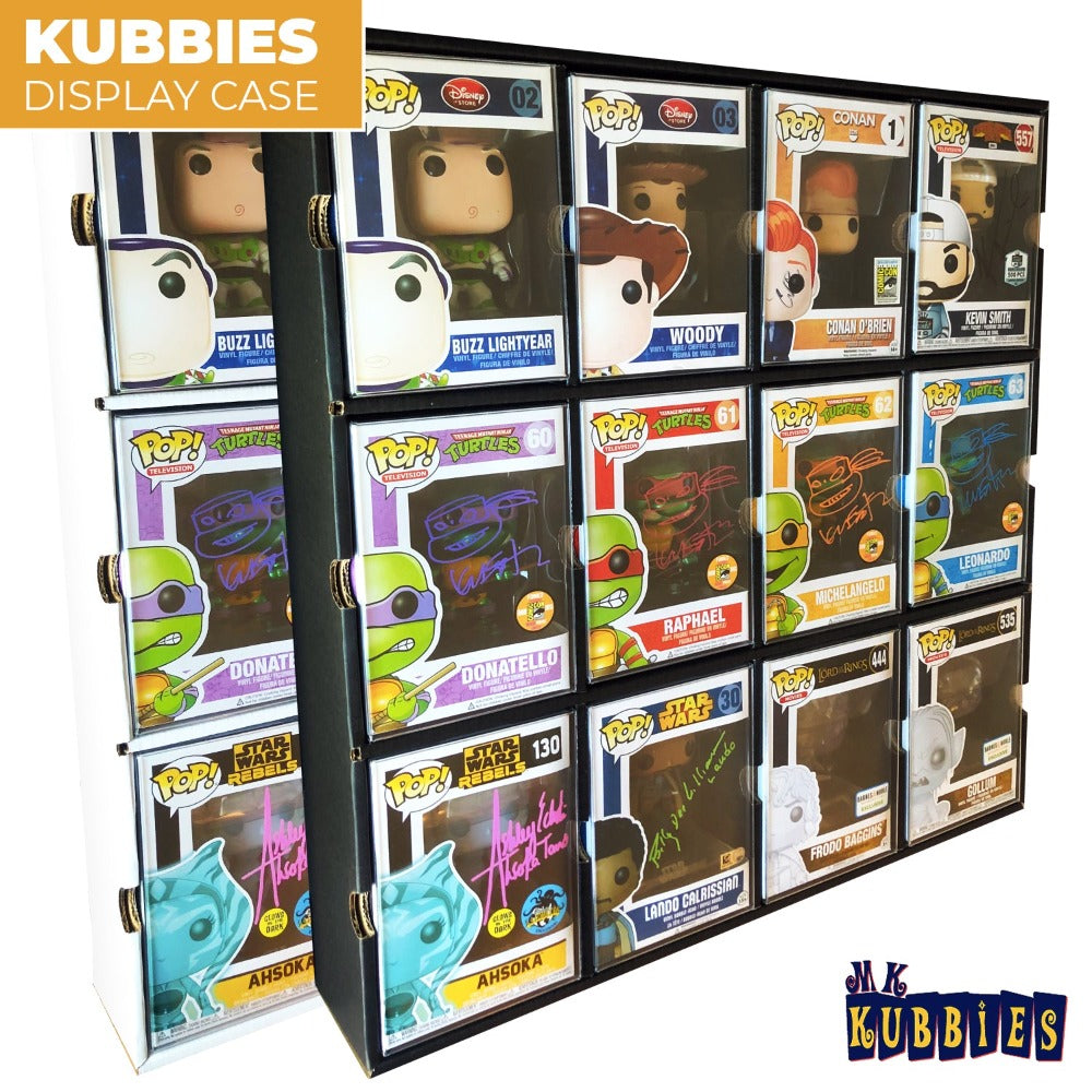 KUBBIE DLX BLACK (3x4) - In Box Display Case for Funko Pops, Wall Mountable & Stackable Pop Shelf (Cardboard)