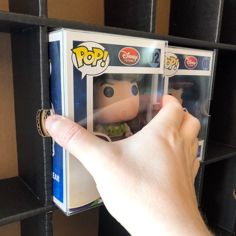 KUBBIE DLX BLACK (3x4) - In Box Display Case for Funko Pops, Wall Mountable & Stackable Pop Shelf (Cardboard)