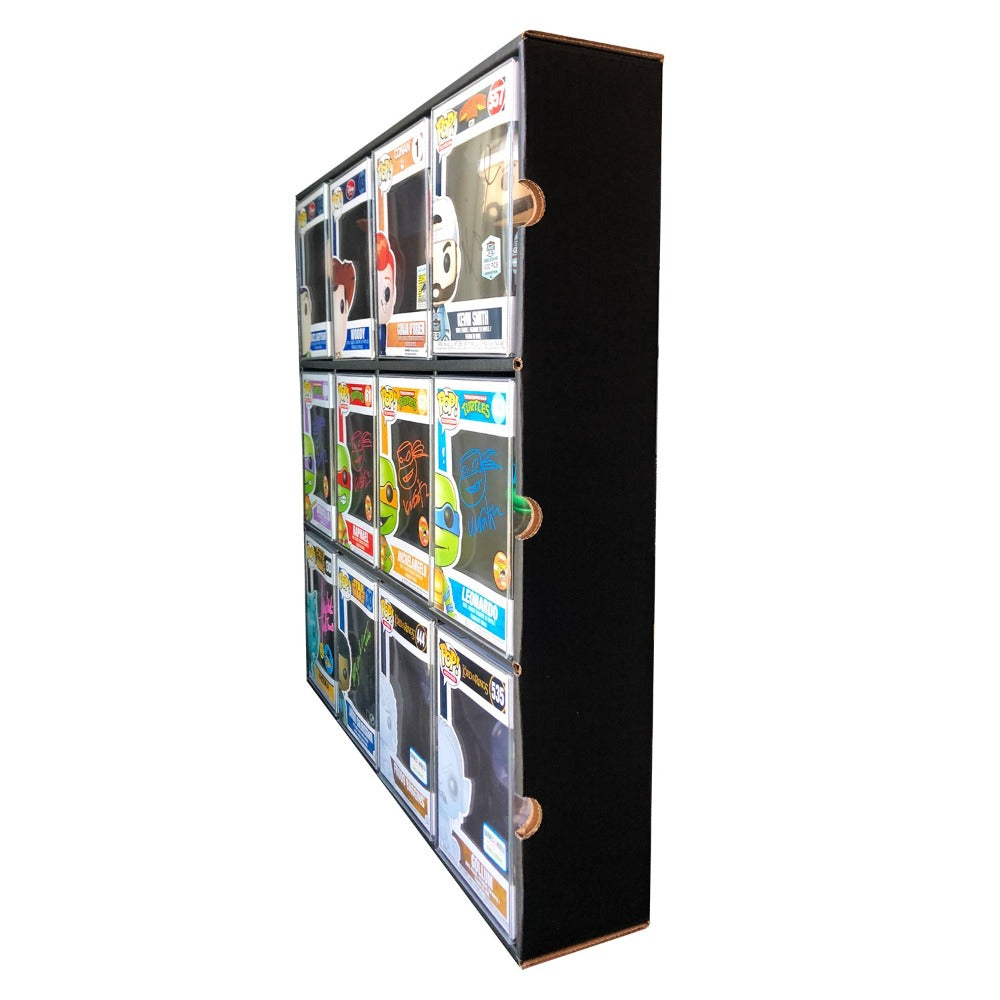 KUBBIE DLX BLACK (3x4) - In Box Display Case for Funko Pops, Wall Mountable & Stackable Pop Shelf (Cardboard)