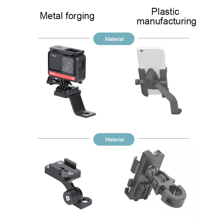 RUIGPRO Motorcycle Handlebar Alloy Phone Bracket for GoPro/ Insta360/DJI OSMO Sport Camera(Black)