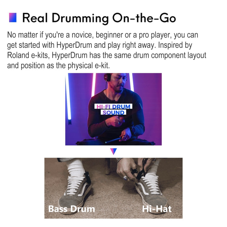 Hyperdrum Somatosensory Virtual Drum Kit Smart Portable Musical Instrument (Black)