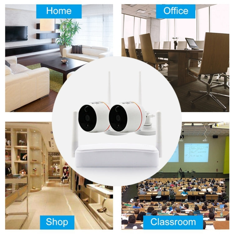 Indoor 4CH HD 1080P Security Wireless IP IR Camera Wifi Kit, Support Night Vision / PIR Detection / Two-Way Audio & Micro SD Card (128GB Max, IR Distance: 9m(White)
